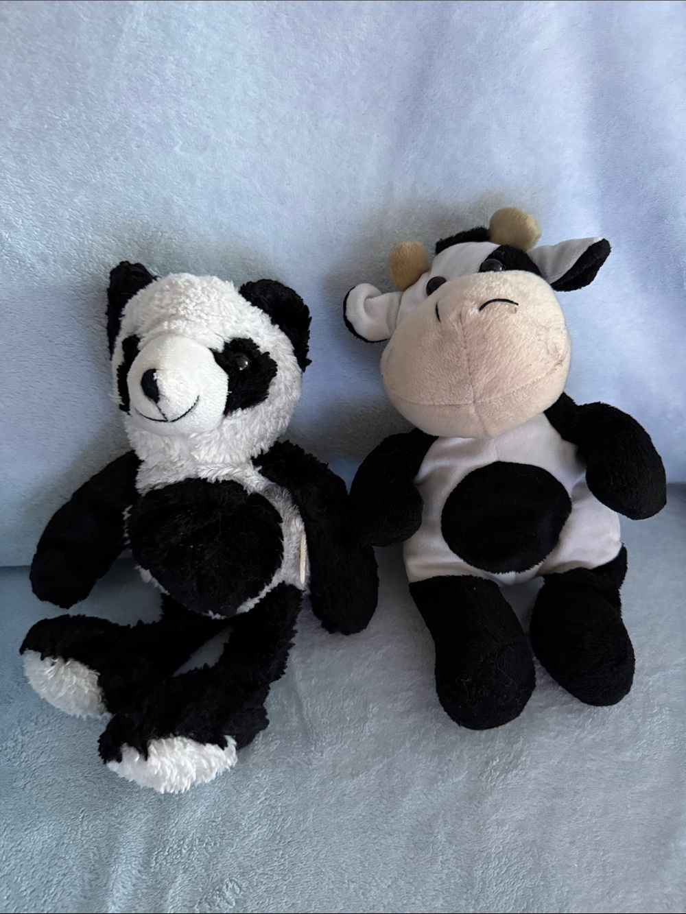 Black & White Plush Panda and Cow Stuffed Animal Set